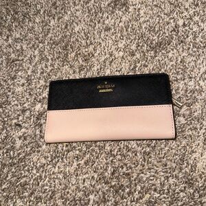 kate spade Black and Pale Pink Saffiano Zip-Around Wallet